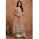 Peach Heavy Silk Designer Palazzo Suit