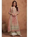 Peach Heavy Silk Designer Palazzo Suit