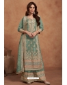 Green Heavy Silk Designer Palazzo Suit