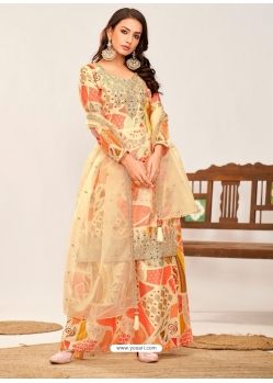 Beige Heavy Premium Chinon Designer Salwar Suit