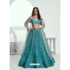 Teal Butterfly Net Designer Lehenga Choli