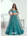 Teal Butterfly Net Designer Lehenga Choli