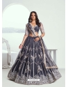 Dark Grey Butterfly Net Designer Lehenga Choli