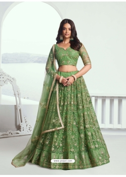 Green Butterfly Net Designer Lehenga Choli