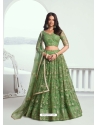 Green Butterfly Net Designer Lehenga Choli