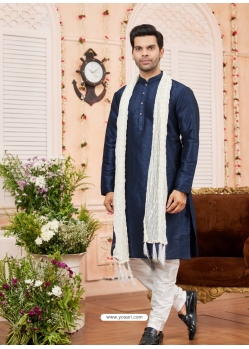 Blue Art Silk Kurta Pajama