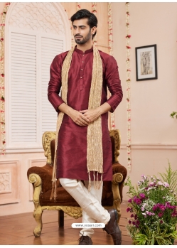 Wine Art Silk Kurta Pajama