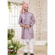 Mauve Art Banarasi Silk Designer Kurta Pajama With Jacket