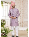 Mauve Art Banarasi Silk Designer Kurta Pajama With Jacket