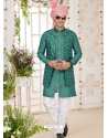 Green Art Banarasi Silk Designer Kurta Pajama With Jacket