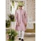 Dusty Pink Art Banarasi Silk Designer Kurta Pajama With Jacket