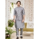 Grey Art Banarasi Silk Designer Kurta Pajama With Jacket