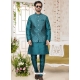 Teal Art Banarasi Silk Designer Kurta Pajama With Jacket