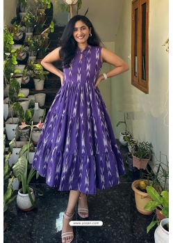 Purple Premium Festive Wear Readymade Chanderi Gown