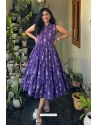 Purple Premium Festive Wear Readymade Chanderi Gown