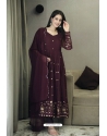 Modern Wine Designer Readymade Heavy Anarkali Suit