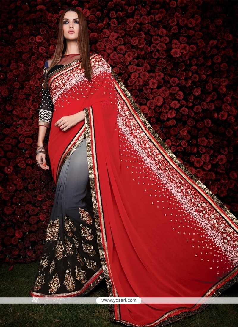 Satin Silk Best Saree in Grey and Black Combination