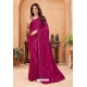 Wine Faux Blooming Georgette Designer Party Wear Saree