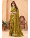 Mehendi Green Faux Blooming Georgette Designer Party Wear Saree