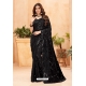 Black Faux Blooming Georgette Designer Party Wear Saree