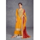 Stylish Yellow Heavy Chinon Silk Designer Suit