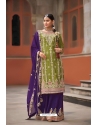 Green And Purple Heavy Designer Palazzo Salwar Suit