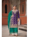 Purple And Mint Heavy Designer Palazzo Salwar Suit