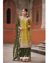 Mustard And Green Heavy Designer Palazzo Salwar Suit