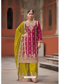 Rani Pink And Mustard Heavy Designer Palazzo Salwar Suit