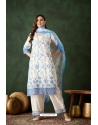 White And Blue Trendy Designer Readymade Suit