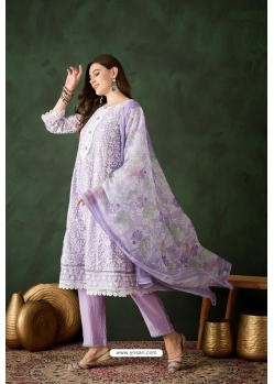 Stylish Lavender Organza Designer Readymade Suit