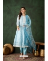 Sky Blue Organza Designer Readymade Suit