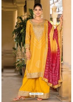 Yellow Trendy Designer Readymade Palazzo Suit