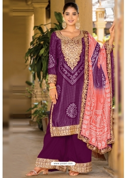 Purple Trendy Designer Readymade Palazzo Suit