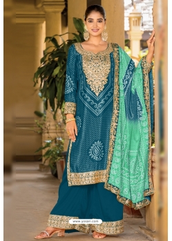 Teal Trendy Designer Readymade Palazzo Suit