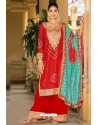 Red Trendy Designer Readymade Palazzo Suit