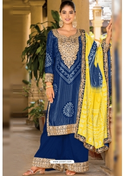 Navy Blue Trendy Designer Readymade Palazzo Suit