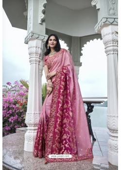 Pink Silk Designer Party Wear Saree