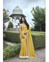 Yellow Silk Designer Party Wear Saree