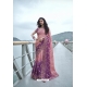 Peach And Purple Silk Designer Party Wear Saree