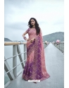 Peach And Purple Silk Designer Party Wear Saree