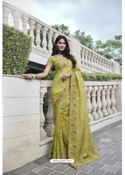 Green Silk Designer Party Wear Saree