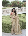 Cream Silk Designer Party Wear Saree