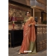 Peach Tussar Silk Traditional Party Wear Saree