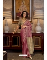 Mauve Tussar Silk Traditional Party Wear Saree