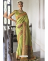 Pista Green Silk Party Wear Designer Saree