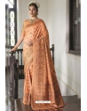 Peach Silk Party Wear Designer Saree