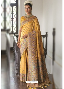 Mustard Silk Party Wear Designer Saree