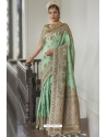 Aqua Mint Silk Party Wear Designer Saree