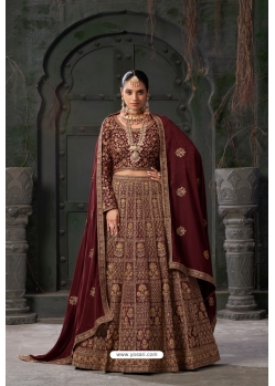 Maroon Premium Georgette Heavy Wedding Wear Designer Lehenga Choli